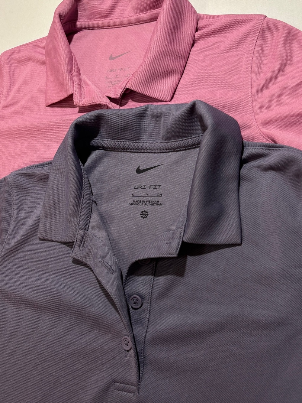 Nike Dri-FIT Girls Polo Shirt Bundle Pink Gray Size Small 2-Pack